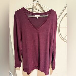 Lucky Brand Deep Burgundy Long Sleeve Top, Lightweight, Size XL